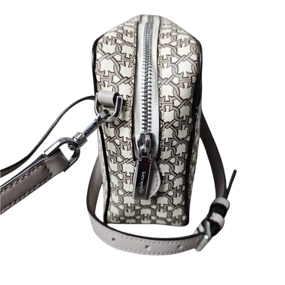 Kate Spade New York Spade Link Taupe And Cream Camera Crossbody Shoulder Bag COA - Picture 9 of 15